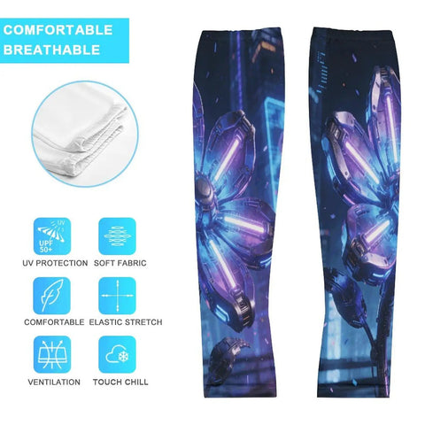 Ice Silk Arm Sleeves With Upf 50 Sun Protection And Cooling Compression To Keep You Chill During Backyard Hangouts Weekend Drives And Summer Workouts Without Breaking A Sweat For Men And Women, featuring vibrant flower design.