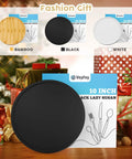 Turntable Vanity Tray 10 Inch Multiuse Organizer for Perfume Candles Jewelry and Cosmetics Bamboo Countertop Holder for Kitchen Sink Bathroom Soap Sponge Toothbrush Glassware and Decor on Coffee Table Black displayed with packaging and holiday gifts.