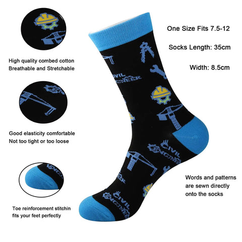 Two Pairs Civil Engineer Socks For Men And Women A Dope Gift For Civil Engineering Fans Graduation Or Office Wear Soft Cotton Blend