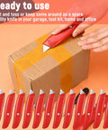 12 Pack Bulk Retractable Utility Knives Heavy Duty Aluminum Box Cutters For Cardboard Plastic Cartons DIY Projects Home Office Warehouse Red Handles Great For Packaging Opening And Crafting, red handle on box