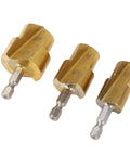 Heavy Duty Pipe Reamer Bits Kit For Professionals Featuring High Carbon Steel Step Drill Expansion Heads In 19mm 24mm And 31mm Sizes Perfect For PPR PVC Work, three brass heads
