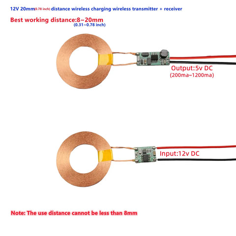 Distance Wireless Charging Module For 12V Systems With A 42mm Coil Delivers 5V Output From 100mA Up To 1.2A At 8 To 23mm Range High Efficiency Power Transfer For Automotive Gearheads And DIY Pros, 12V to 5V board