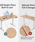 CubiCubi Large Electric Height Adjustable Standing Desk Maple Surface solid one piece design showing smooth surface and stable frame.