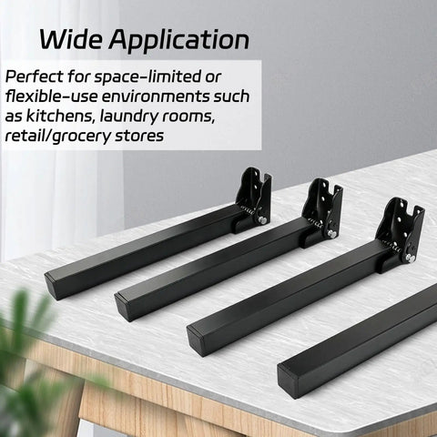 16.5 Inches Heavy Duty Folding Table Legs 4 Pack Metal Trestle Feet With Screws Self Locking Spring Hinge on a table
