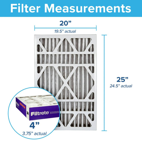 Heavy Duty 20x25x4 AC Furnace Air Filter MPR 1550 MERV 12 dimensions and packaging