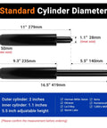 Diagram of Office Chair Gas Cylinder Replacement Kit With 5.5 Inch Stroke showing dimensions and compatibility