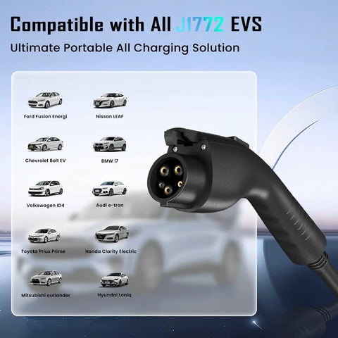 Image showing compatibility of 40 Amp Level 2 EV Charger With 25 Ft J1772 Cable On The Go Portable 100 To 240V Charging Station.