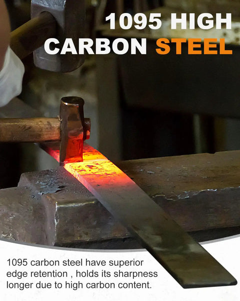 1095 High Carbon Steel Knife Making Flat Bar 12 By 1.5 By 0.12 Inch Annealed Pack Of 5 Forge Stock shown being hammered.
