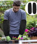 Heavy Duty Extended Arm Sleeve Covers For Men And Women, Dope Oil Resistant Protective Oversleeves In Matte Black for gardening tasks.