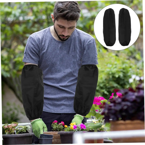 Heavy Duty Extended Arm Sleeve Covers For Men And Women, Dope Oil Resistant Protective Oversleeves In Matte Black for gardening tasks.