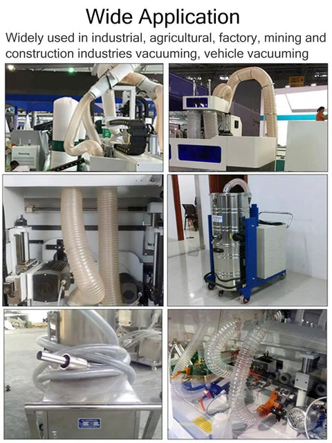 Rock Solid Flexible Workshop Dust Collection Hose For Shop Vacuums And Woodworking Gear Heavy Duty Puncture Proof tube in various industrial setups.