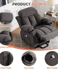 Power Lift Recliner Chair With Massage And Heat For Elderly, Electric Recliner Sofa With USB Port, Two Cup Holders, Extended Footrest