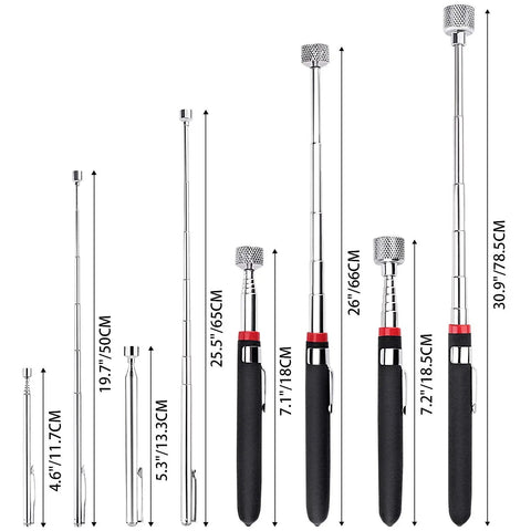 Telescopic Magnetic Pick Up Tool Set Four Pack With 1.5 Pound 3 Pound 10 Pound And 15 Pound Magnets Extendable Metal Grabber Sticks For Small Parts A Practical Stocking Stuffers Gift For Men Dad Husband Boyfriend