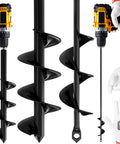 Two Pack Garden Auger Drill Bits For Planting With Gloves, 1.6x16 And 3.5x16 Inch Spiral Bulb Planter Tools for Digging, without Drill