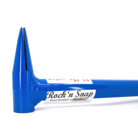 Rock N Snap Band Breaker 19 Inch Steel Strapping Tool For Heavy Duty Breaks Built Tough Band Cutter, close-up blue handle