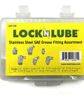 Stainless Steel SAE Grease Fittings Set 40 Pc Marine Grade 303 Includes 1 Quarter Inch 28 LT Straight, 1 Eighth Inch 27 PTF Straight