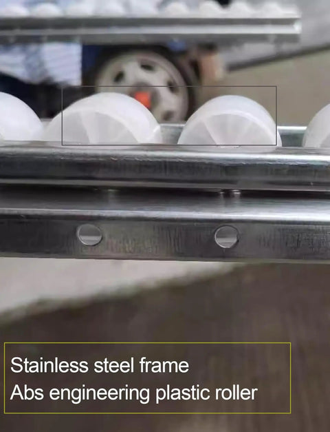 Stainless Steel Frame Unloading Pulley With ABS Plastic Skate Wheels For Flow Rack Unpowered Conveyor