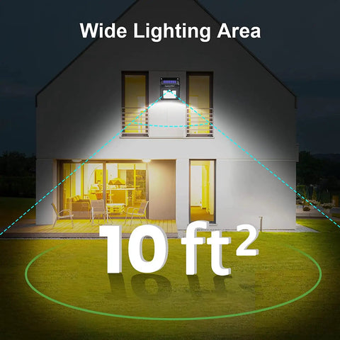 28 LED Solar Motion Lights Outdoor Wireless Waterproof Security Wall Lights illuminating house with 10 ft² coverage