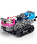 Gears Go Multi Vehicle Mobility Launch Kit with brick and gear overlays, showcasing toy vehicle model with Circuit Cubes.