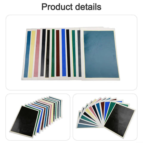 DIY Friendly Colored Engraving Marking Paper For Metal Cups And Tableware Kit, shown in various colors and sizes, 10 pieces