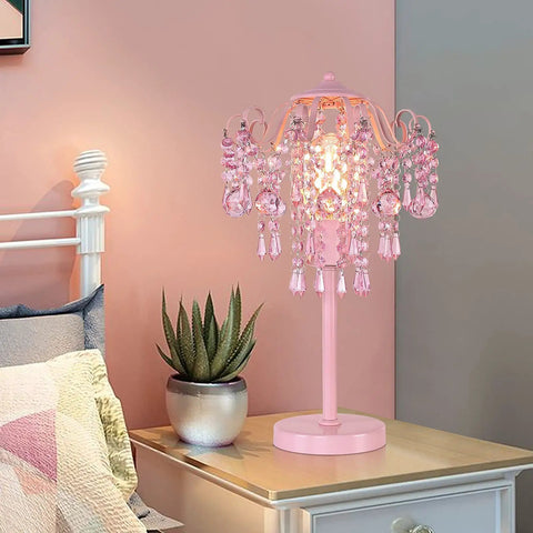 Dope Modern Table Lamp With Chrome Metal And Clear Crystal Shade For Bedroom, Living Room Or Office on nightstand