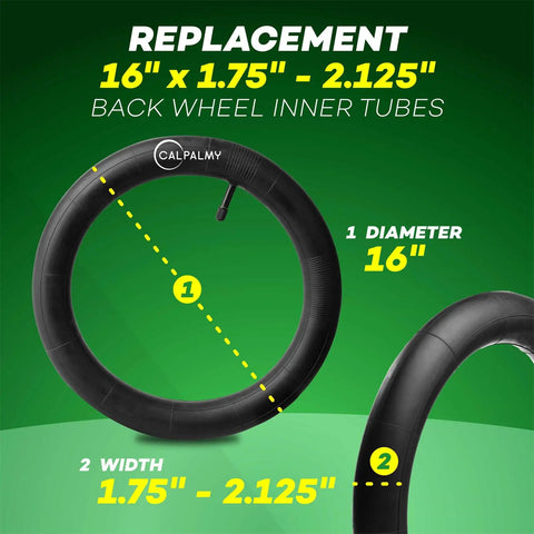 Two Pack 16 Inch Stroller Inner Tubes For 1.75 To 2.125 Wide Tires Ready To Roll Butyl Rubber BPA And Latex Free Replacement