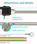 Detailed view of a 22Ft 4 Pin 5 Wire Trailer Wiring Harness with Nylon Net Tube, dustproof cover, and corrosion-resistant copper wires.