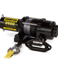 Rugged 3500 Pound ATV And UTV Synthetic Rope Winch Kit with 1.4 Horsepower DC Motor shown on white background