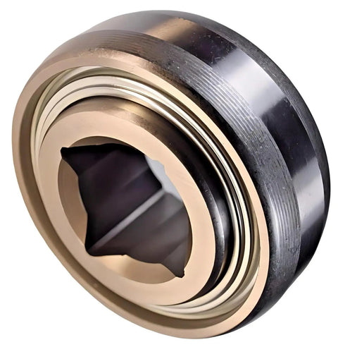 Heavy Duty Drive Disc Harrow Bearing For Farm Equipment With Triple Lip Seal On Both Sides, 1-1/2 Inch Square Bore, 4.077 Inch Spherical OD, Replaces 4AS11-1.1/2 DS211TT6, Inner Ring 1.75 In, Outer Ring 1.438 In angled view