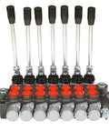 Beefed Up 7 Spool Double Acting Hydraulic Directional Control Valve for Small Tractor Loaders 13 GPM Flow 3600 PSI SAE Inlet Outlet Ports