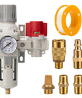 Industrial Air Compressor Filter Regulator Combo Three Eighth Inch NPT 0-150 PSI Gauge With Semi Auto Drain