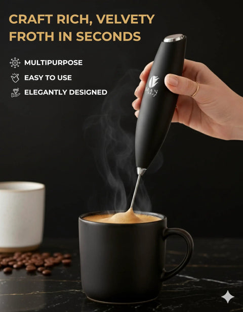 Versatile Handheld Milk Frother With Stand For Lattes Cappuccinos And Hot Chocolate Quick Foaming Wand Frothing Coffee At Home