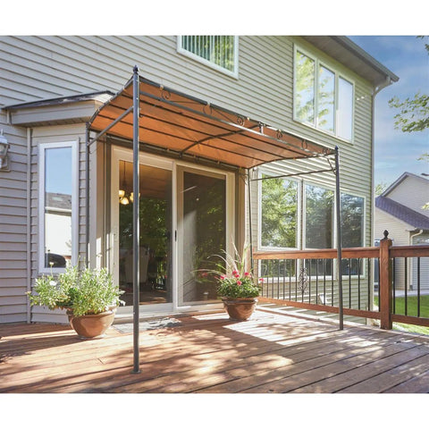 Small 5x8 Gazebo Canopy Tent Instant Outdoor Shelter Sun Shade For Patio Backyard Garden And BBQ Tan Color Easy Setup