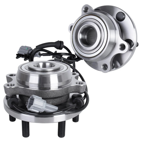 Two Pack Front Wheel Hub Bearing Assembly With ABS For 4WD Nissan Frontier 2005 2015 And Pathfinder 2005 2012 Front Left And Right 6 Lug OE Replacement 515065 930638 450701 shown close-up
