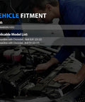 Technician checking vehicle compatibility for HVAC Blower Motor Resistor 84496889 OEM Ru1053 for Chevrolet Bolt EV/EUV 2017-2023.