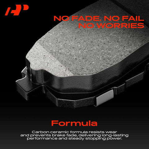 Close-up of Front And Rear Ceramic Brake Pads Set For Chevy Equinox And GMC Terrain 2010-2017 With Hardware No-Fuss 8 Pack