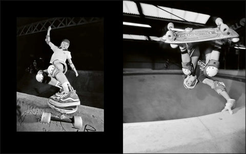 Skateboarding Through A British Lens 1988 1995 Hardcover showing skater mid-trick in skatepark, Read and Destroy archive photo.