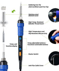 65W Digital Soldering Iron Kit With Precise Temperature Control From 194 To 896 Fahrenheit And Celsius Display, detailed components view