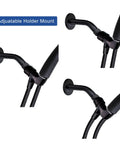 Adjustable Shower Arm Bracket With 360 Degree Swivel Ball Joint For Handheld Shower Head Holder Tool Free Install No Fuss Setup Easy Mount 1/2 Inch Inlet To 1/2 Inch Outlet Durable black ABS wall mount with handheld shower head