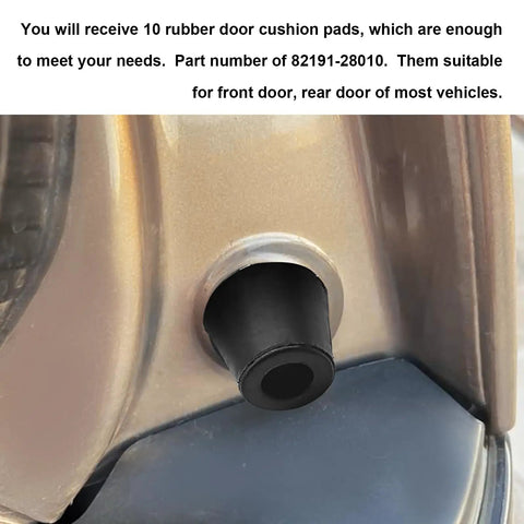 Tough As Nails Rubber Door Buffer Pads 10 Pack Auto Front Rear Shock Absorber Cushions in door cutout for vehicles.