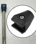 One Pack Rock Solid Conveyor Guide Rail Rod End Clamp No Sweat Swapping Fits 1/2 And 5/8 Inch Rods Compatible With Valu Guide Replaces VG-020-01 showing the clamp and rod.