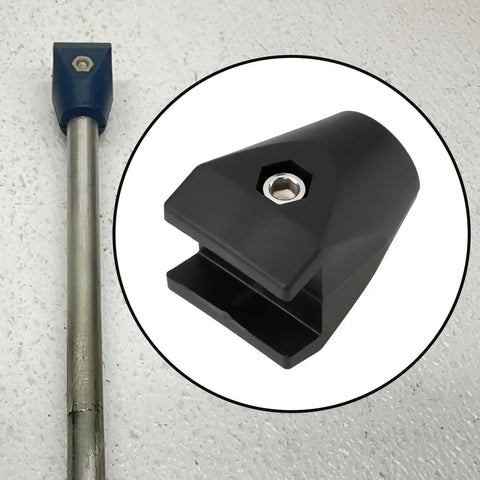 One Pack Rock Solid Conveyor Guide Rail Rod End Clamp No Sweat Swapping Fits 1/2 And 5/8 Inch Rods Compatible With Valu Guide Replaces VG-020-01 showing the clamp and rod.
