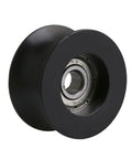 U-Groove Black Plastic Guide Pulley Wheel With Steel Bearing, 11mm Wide 3mm Deep, Heavy Duty Workhorse For Windows, Doors And Printers Roller, Max Load 77kg, Pack Of 4 Sets black U-groove pulley wheel with steel bearing