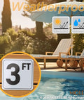 3Ft Pool Depth Marker Stickers 6x6 Inch Anti Slip Vinyl Signs For Pool Safety Adhesive Depth Markers For Decks Durable Waterproof Labels 1 Pack Skid Resistant Surface For Wet Pool Decks outdoor view