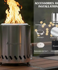 Tabletop Fire Pit For Outdoors Low Smoke Camping Stove For Safe Burning Pellets Or Wood 9.7 By 7.1 Inch With Travel Bag Included Silver Finish Great For Backyard Or Camp Trips