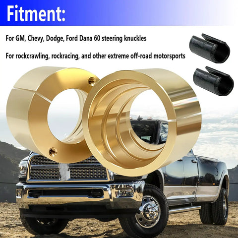 Beefed Up Bronze Upper Kingpin Bushing Rebuild Kit For GM Chevy Dodge Ford Dana 60 Knuckles Off Road Ready Easy Install Replaces OEM Nylon Cone Bushings Heavy Duty For Rock Crawling, bronze bushings and trim pipes