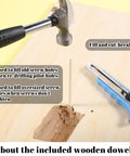 Top Shelf Door Strike Shim Plates With Stainless Steel Spacers Deadbolt Restorer Alignment Kit And Reinforcement Backplate For No Fuss Home Office Door Realignment, hammer and utility knife on wood surface.