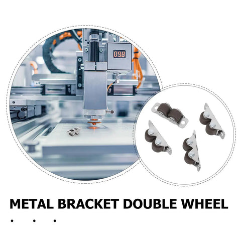 4 Pack Mini Rubber Caster Wheels Featuring Double Row Dual Structure Carbon Steel Rigid Casters Slick And Smooth Rolling For Compact Furniture Lab Gear And Tight Diy Spaces Legit Solid Build with metal brackets in production setting.