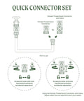 Instructions for using Garden Hose Quick Connector Set With Water Stop And Lock Quick Release Kit Universal Fittings And Adapters Set Of Four For Fast Attach No Fuss Leak Free Watering.