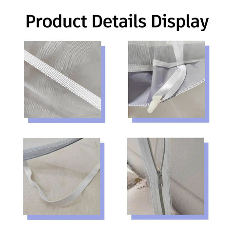 Close-up details of King Size Mosquito Net For Patio Bed Tent Portable Indoor Outdoor Use Durable Polyester Mesh For Camping Travel Dorm Rooms And Backyard Relaxation 87 By 79 Inch Grey.